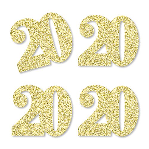 Gold Glitter 20 - No-Mess Real Gold Glitter Cut-Out Numbers - 20th Birthday Party Confetti - Set of 24