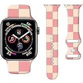 Sport Watch Band Compatible with Apple Watch Band 38mm 40mm 41mm Women, Soft Silicone Floral Print Sport Strap Replacement Wristbands for iWatch Series Ultra 9 8 7 6 5 4 3 2 1 SE