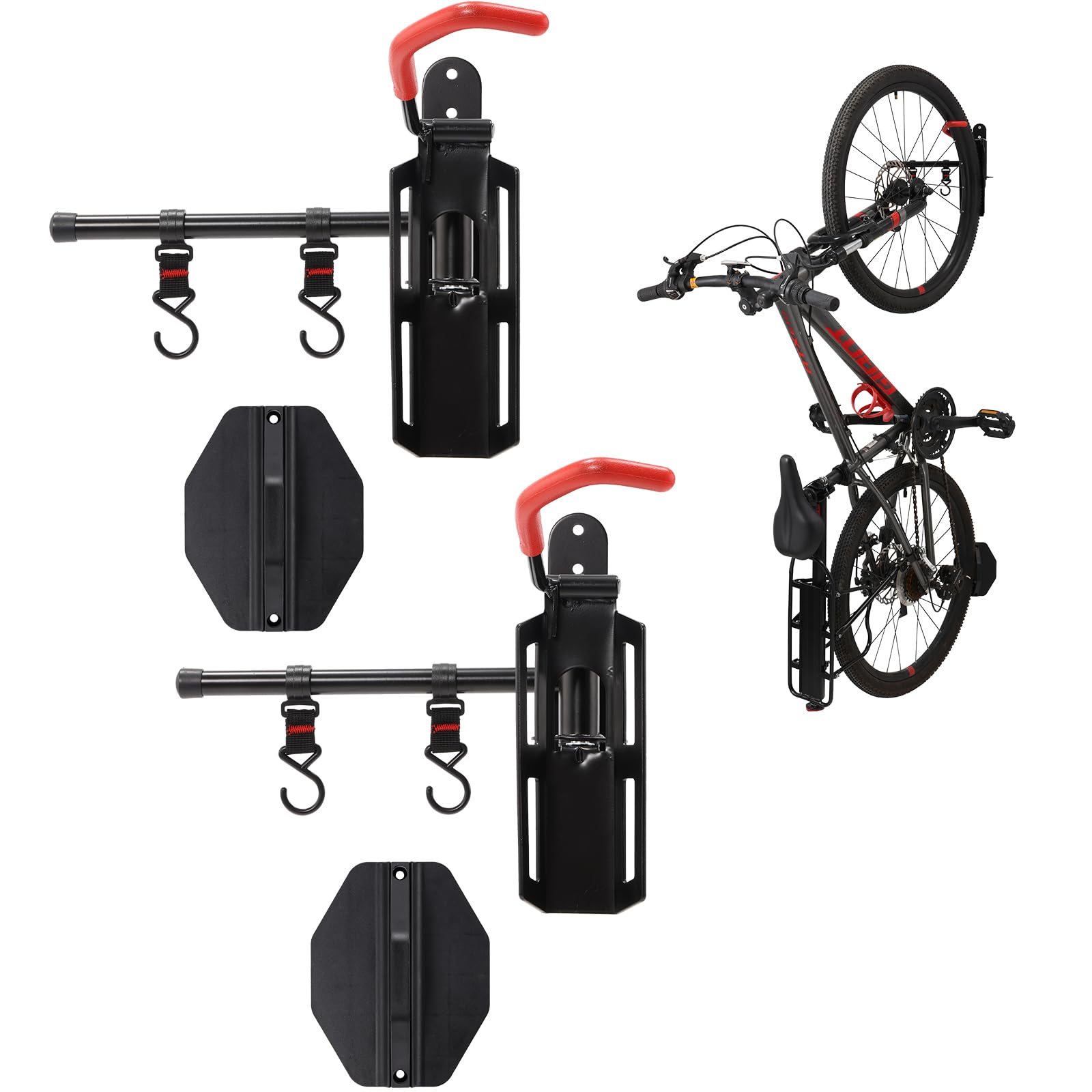 AUMENTAR Swivel Bike Wall Mount, Bike Hangers for Garage, Space-Saving Vertical Bike Rack, Sturdy Bike Storage Rack Holds Up to 66lbs with No-scratch Protection, Easy to Install, 2 Pack