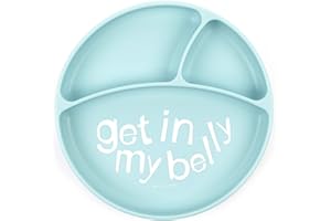 Bella Tunno Wonder Baby Plates – Silicone Suction Plates for Baby, Toddler, & Kids, Great for Baby Led Weaning, BPA Free, Kid and Baby Must Haves, 3 Sections (Get In My Belly)