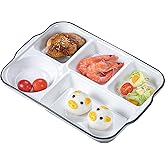 AIYoo Large White Dinner Plates Ceramic Divided Plate 12 Inch 5 Compartment Porcelain Portion Control Plate for Adults Bariatric Diet - Microwave, Oven, and Dishwasher Safe