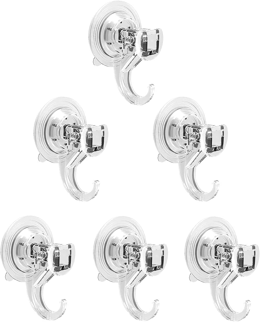 Quntis Suction Hooks 6 Pack, Powerful Heavy Duty Vacuum Suction Cup Sucker Hooks Hanger Strong Shower Hooks for Bathroom Holds Up to 3kg Wreath Hanger for Kitchen Bathroom Window Coats Reef