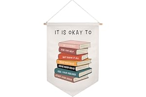 OFLYDESIGNS It is Okay to Be Yourself Wall Hanging Banner Classroom Wall Decor Books Pennant Educational Wall Art Be Yourself Playroom Wall Art Decor School Counselor Office Decor School Counselor Sign