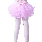 Baby Toddler Girls' Tutu Leggings Tulle Ruffle Skirted Pants Footless Tights (2T-3T) Pink