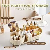 BULLA 360 Rotating Makeup Organizer 2 in 1 Milky White 5 Compartments view 4