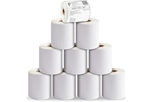 AKOGIRSE AKOGERSE 10 Rolls 4"x6" Direct Thermal Shipping Labels, 2500 Perforated Labels, Adhesive White Mailing Postage Thermal Paper Roll Compatible with Zebra, MUNBYN, iDRPT, Polono, Rollo Label Printers