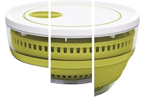 Starfrit Collapsible Salad Spinner - 4L Capacity - Compact Storage - Basket Doubles as Colander - Bowl Can Be Used for Servin