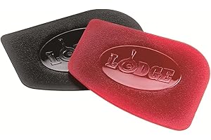 Lodge SCRAPERPK Set of 2 Durable Polycarbonate Pan Scrapers,Red and Black