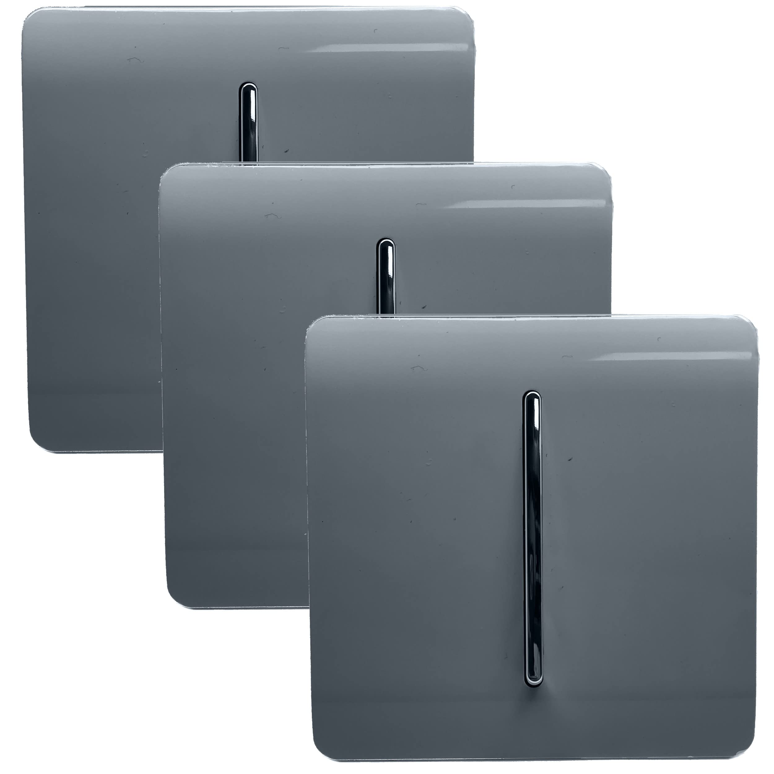 Trendi 1 Gang 2 Way 10 Amp Rocker Chrome Light Switch Glossy Warm Grey (3 Pack) — image 1