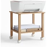 YUFAM 2 Tier Printer Stand with Storage,Under Desk Shelf Printer Table,Small Printer Stand with Wheels,Rolling Printer Cart for Office