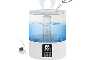 COOLFIQU 5L Humidifiers for Bedroom and Plants, Cool Humidifier for Baby and Plants Mist Top Fill Desk Humidifiers Essential Oil Diffuser, Quiet Humidifiers with Adjustable Mist,Auto Shut-Off,360°Nozzle-WT