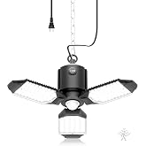 Motion Sensor Garage Light Plug in, 8000LM 6500K Shop Light 3 Modes | 3 Deformable Panels, Indoor Motion Sensor Light Bulb for Garage, Utility Room, Basement