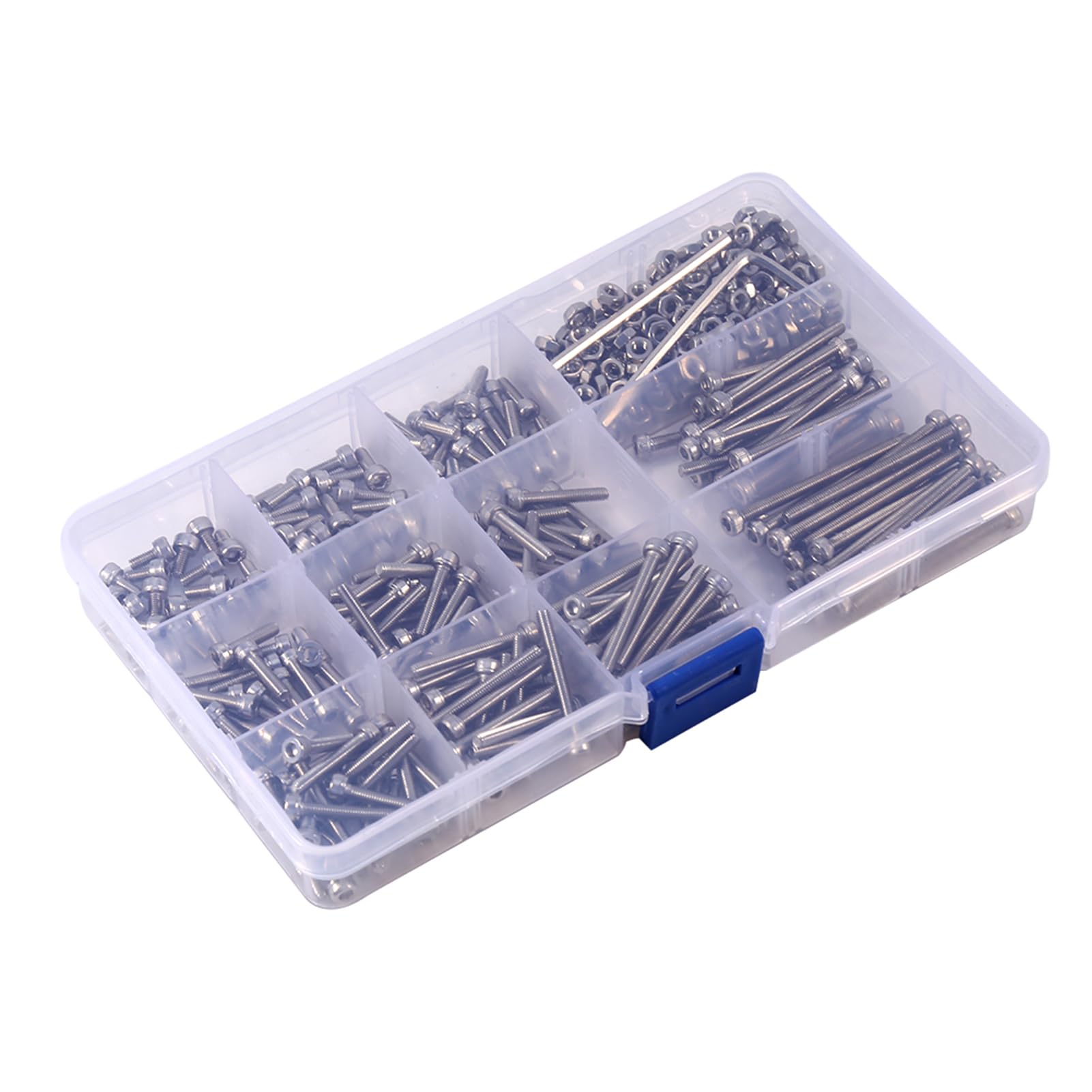 440pcs M3 Screws and Nuts Hex Head Socket Screws and Nuts Assortment + 2 Hex Keys