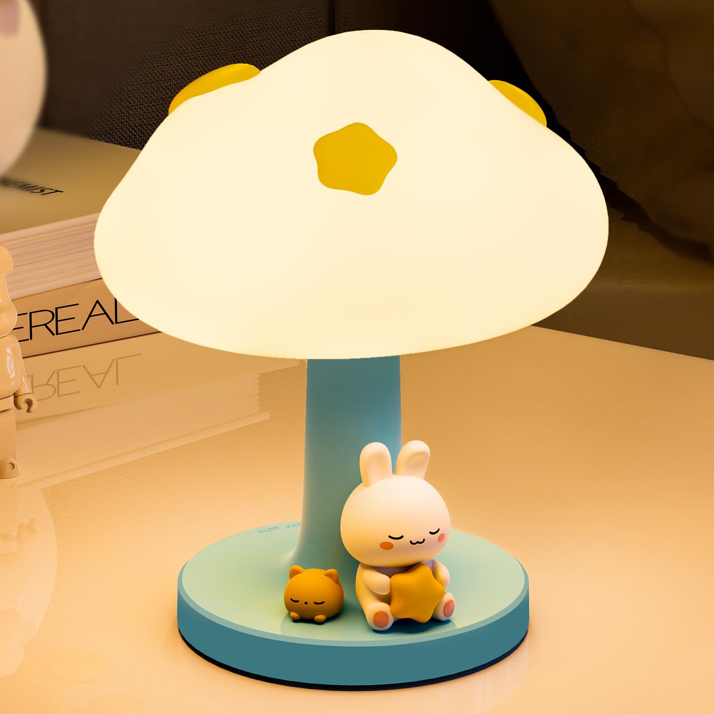 Photo 1 of Cloud and Bunny Rechargeable Night Light, Safe Soft Silicone Material, 3 Brightness Levels, Tap Control, Warm Light, Toddler Sleeping Lamp, Bedroom Night Lamp, Gift for Baby and Kid (Cloud and Bunny)