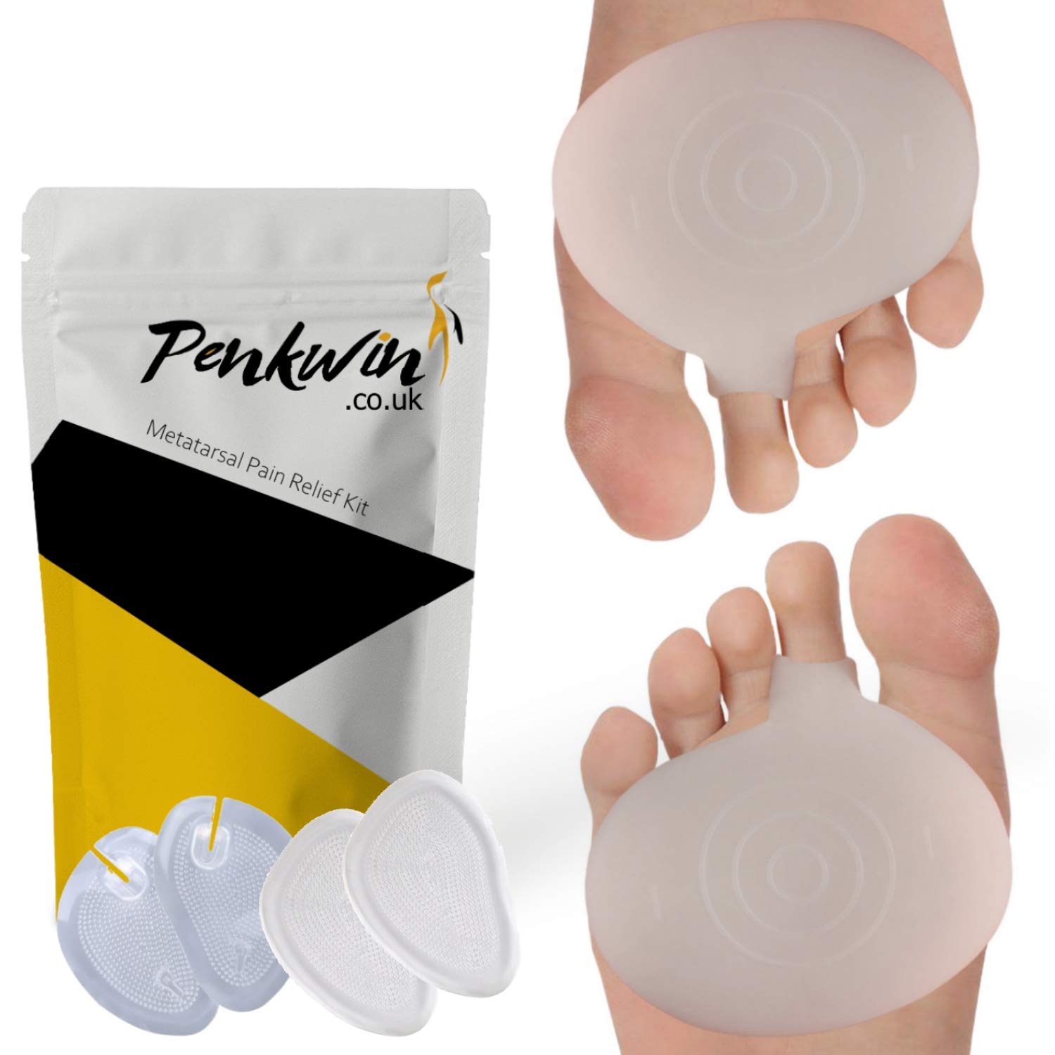 Penkwin® | 6 piece | Complete Ball of foot Gel pad set | Rapid Pain Relief for Metatarsalgia, Mortons Neuroma, Metatarsal Pain, Blisters and much more!