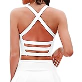 XUNYU Women Longline Sports Bra Strappy Workout Tank Tops Built in Support Open Back Criss Cross Yoga Crop Shirt