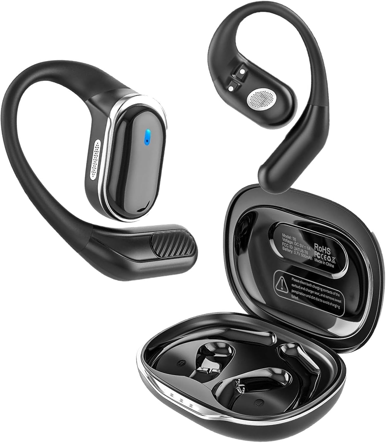 Photo 1 of Open Ear Wireless Earbuds Bluetooth 5.4 Headphones, 50H Playtime Stereo Earphones with ENC Noise Cancelling, IPX7 Waterproof Ear Buds with Ergonomic Earhook for Sports/Fitness/Travel/Workouts (Black)