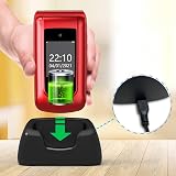 uleway Big Button Unlocked Senior Flip Phone GSM 2G SOS 1000mAh Red view 2