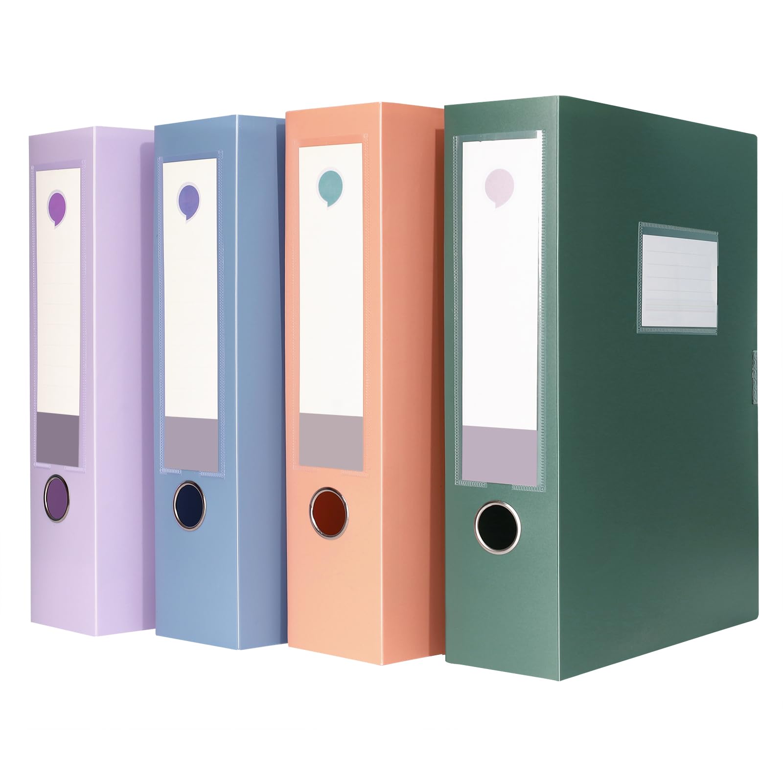komstuon Box Files A4, 4 Pack Box File, 75mm Spine, Colored Plastic Filing Boxes for Paperwork, Folding Document Storage Organiser for Office School Home (Dark Colours)