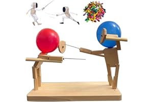 BIXMK Balloon Bamboo Man Battle, Wooden Bots Battle Game for 2 Players, 2024 New Handmade Wooden Fencing Puppets, Fast-Paced Balloon Fight, Whack a Balloon Party Games - Fun and Exciting (30cm x 5mm)