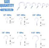 GLARKS 100 White Vinyl Cup Hooks Screw 6 Sizes Ceiling Mug Hangers Assortment view 2