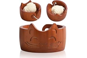 Hinourisha Wood Yarn Bowl, Yarn Bowls for Crochet, Yarn Knitting Bowl, Crochet Yarn Holder Bowl, 6.7inch Yarn Knitting Bowl f