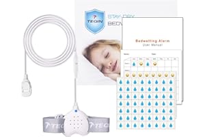 TEQIN Bedwetting Alarm for Boys Girls Kids, Loud Sound and Strong Vibration, USB Rechargeable Potty Alarm, Bed-wetting Sensor for Kids Adults