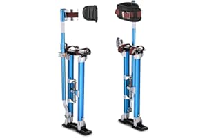ZeHuoGe 24"-40" Adjustable Aluminum Drywall Stilts 227Lbs Load Capacity 3-Position Heel Bracket Dual Action Springs for Painting Taping or Cleaning (Blue)