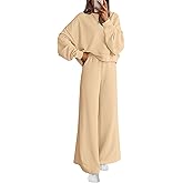 PRETTYGARDEN Women 2 Piece Outfits 2026 Spring Sweatsuits Crewneck Sweatshirt Wide Leg Sweatpants Lounge Sets Tracksuit