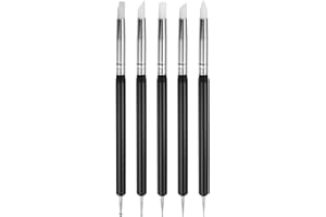 HARFINGTON 5 Pcs Silicone Clay Sculpting Tool Double-Ended Rubber Tip Metal Ball Silicon Shaper Pens Modeling Stylus Dotting 