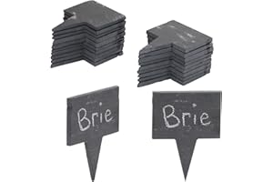 Juvale 20 Slate Stone Cheese Labels for Charcuterie Board with 6 Chalks, 2 Storage Bags (28 Piece Set, 2 x 2.7 in)