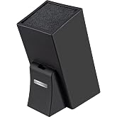 G.a HOMEFAVOR Universal Knife Block with Removable Plastic Bristles, Black | Wood Knife Organizer, Knife Holder for Kitchen Counter, Knife Storage Rack Without Knives