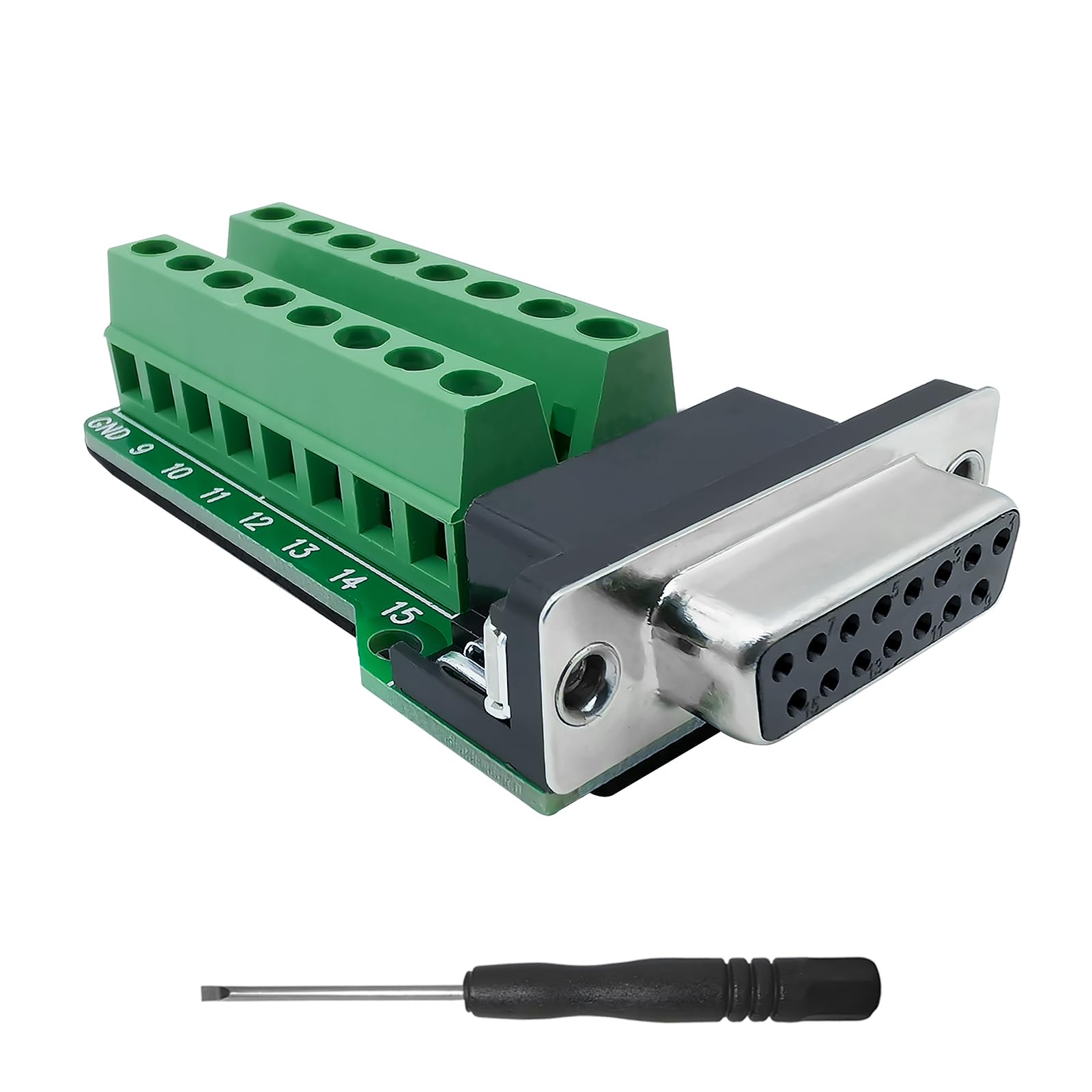 iYueMps DB15 Breakout Board,D-SUB 15Pin Female Terminal DB15 2Row Jack Port to Solderless Terminal Breakout Board Connector (Female)