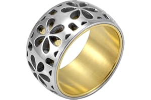 555Jewelry Stainless Steel Daisy Flowers Full Bloom Memorable Band Ring