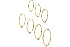 MILACOLATO 1mm Stainless Steel Stacking Rings for Women | Thin Gold Plain Band Rings | Stackable Knuckle Rings Thumb Pinky Midi Rings | Comfort-Fit Size 3/4/5/6/7/8/9