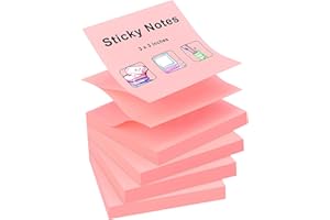ZCZN 400 Sheets Pop-up Sticky Notes, 3 x 3 Inches, 4 Pads Bright Color Self-Stick Notes, 100 Sheets/Pad, Pink