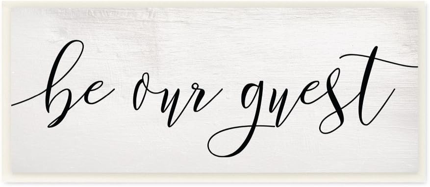 Paintings - Stupell Industries Be Our Guest Script White Wood Look Typography Wall Art, 7 x 17, Multi-Color