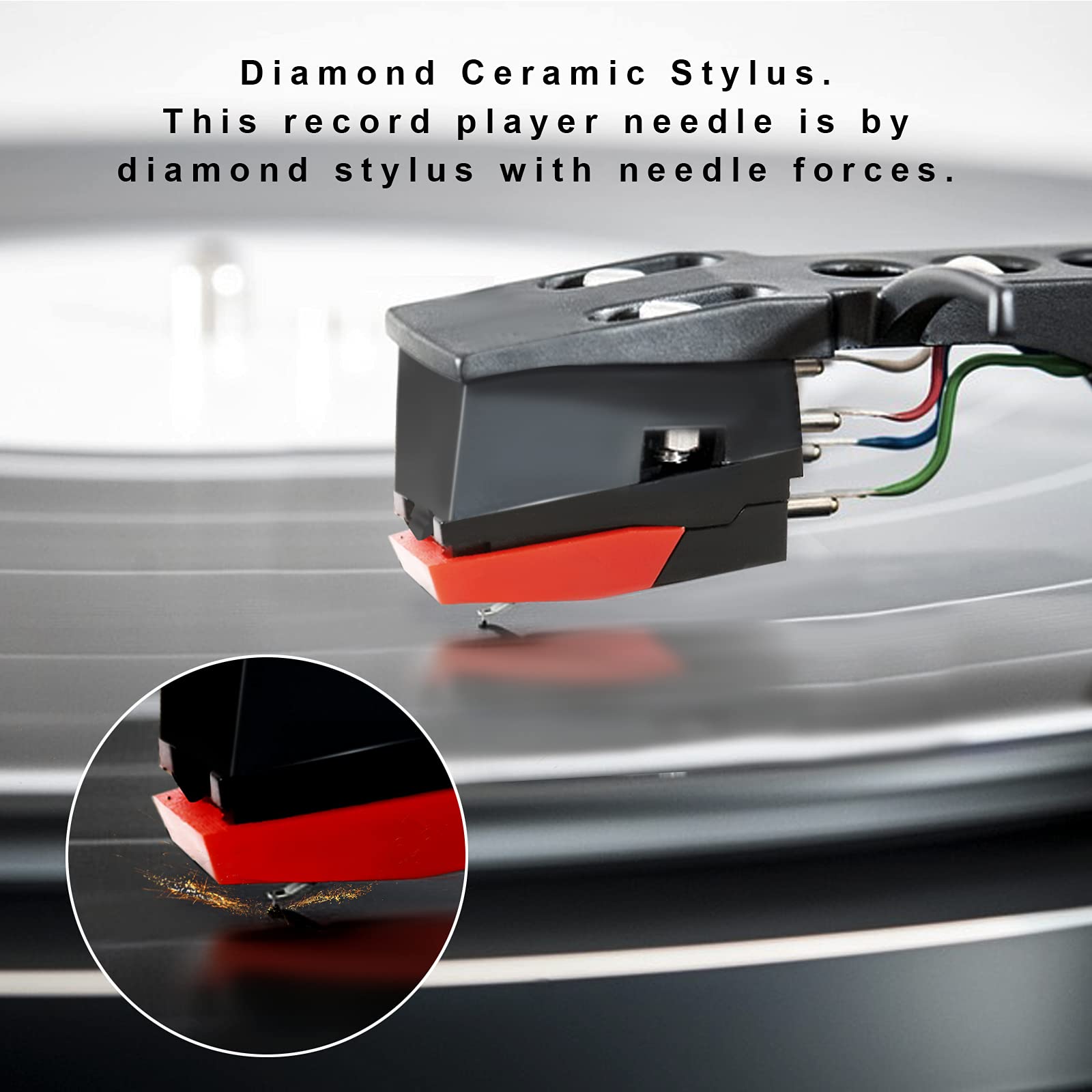 3pcs Record Player Cartridge and Needle,Universal Turntable Diamond Cartridges and Stylus Replacement for LP Crosley Ion Jensen Victrola 1byone Phonograph