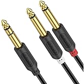 J&D 1/4 Inch TRS to Dual TS Y Splitter Cable, Gold Plated 6.35mm Stereo Male to 2 Mono Male Breakout Cable for Audio Interface, Mixer, Amplifier [Audiowave Series], 3 Feet