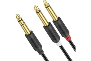 J&D 1/4 inch TRS Stereo Y Splitter Insert Cable, Gold Plated Audiowave Series 6.35mm 1/4 inch TRS Male to Dual 6.35mm 1/4 inc