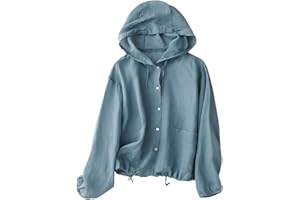 Sun Protection Shirt UPF 50+ Summer Trendy Casual Cotton Linen Hooded Sun Protection Jackets Lightweight Athletic Jacket