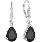 Aprila Black Earrings 925 Sterling Silver Teardrop Leverback Drop Dangle Earrings with 5A Cubic Zirconia Jewelry Gift for Women