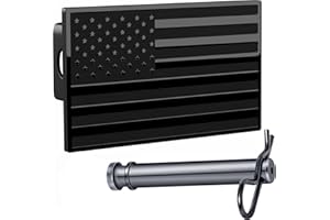EVERHITCH 5"x3" American Black Flag Metal Hitch Cover (Fits 2.5" Receiver, Black)