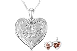 SOULMEET Sunflower/Rose White Locket Necklace That Holds Pictures Photo Keep Someone Near to You Personalized Sterling Silver