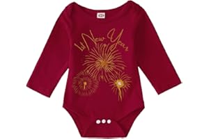 GLIGLITTR My First New Years Baby Girl Boy Outfit Long Sleeve Letter Romper Infant Onesie Firework Print Newborn Clothes