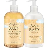 SheaMoisture Baby Essentials, Body Wash & Shampoo + Curls & Coils Conditioner, Detangler with Raw Shea, Chamomile & Argan Oil, Pediatrician-Tested, Hypoallergenic, Tear-Free, 13 Oz Ea
