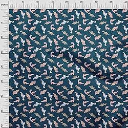 oneOone Cotton Cambric Teal Blue Fabric Colorful