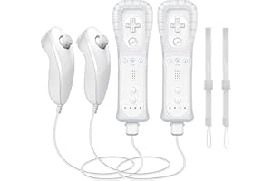 WDZP Wii Remote with Nunchuck, Wii Controller with Nunchuck, Compatible with Nintendo Wii/Wii U, 2 Pack