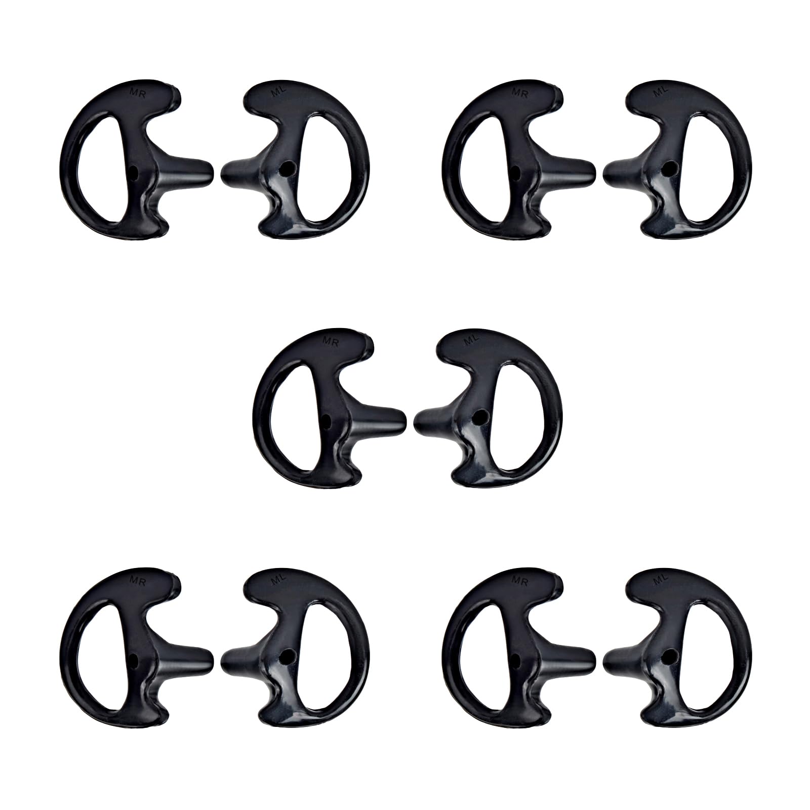 HYSHIKRA Replacement Soft Earmould Earpiece Earbud Air Acoustic Headset Earplug for Walkie Talkie Coil Tube Audio Kits,5 Pairs (Black, Large)