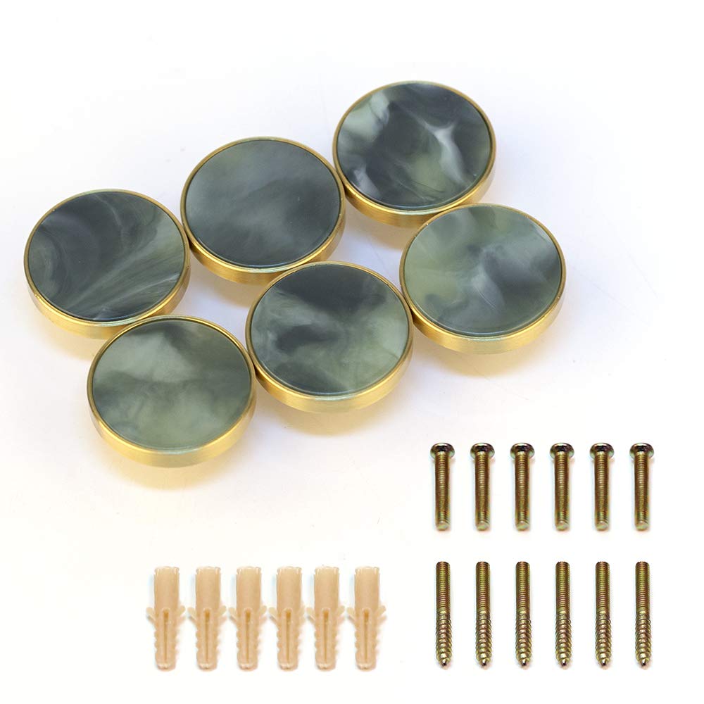 EVERGD 27mm Pure Copper Handle Shell Brass Gold Wardrobe Kitchen Cabinet Door Knobs Drawer Cupboard Hardware Pull Handle Clothes Coat Hook Modern Simple (6, Ink Green(32mm))